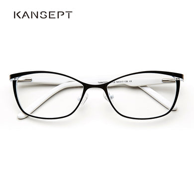Metal Women Cat Eye Glasses Frames For Women Vintage Spectacles Transparent Black and White Eyeglasses Frames#TWM7559C2
