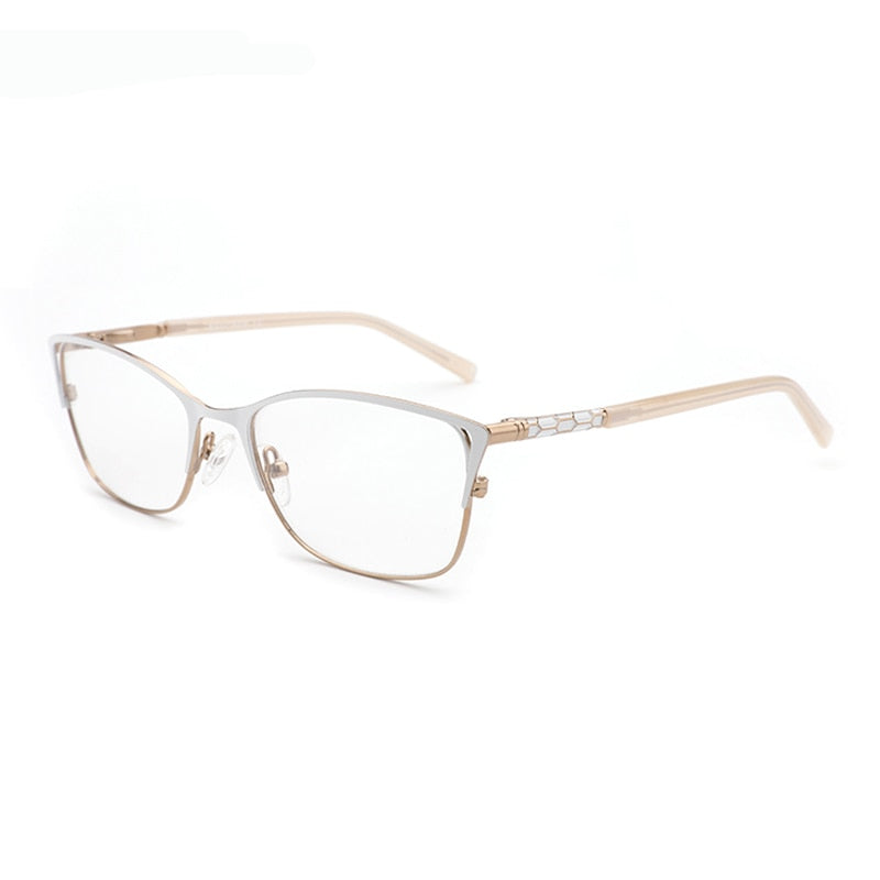 Metal Women Cat Eye Optical Glasses Frame Clear Beautiful Transparent Grade Armacao De Eyeglasses For Women#TWM7554C1