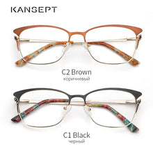 Load image into Gallery viewer, Metal Women Eye Glasses Frames for Women Cat Eye Transparent Glasses Frame Brown Color  Design#TF2193C2
