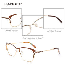 Load image into Gallery viewer, Metal Women Eye Glasses Frames for Women Cat Eye Transparent Glasses Frame Brown Color  Design#TF2193C2