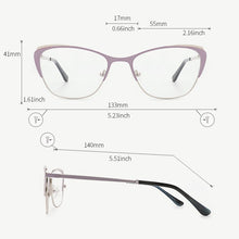 Load image into Gallery viewer, Metal Women Eyeglasses Frame  Cat Eye Spectacles Prescription Glasses Frame Computer Eyeglasses Frame For Women#TF2210C5