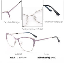 Carica l&#39;immagine nel visualizzatore di Gallery, Metal Women Eyeglasses Frame  Cat Eye Spectacles Prescription Glasses Frame Computer Eyeglasses Frame For Women#TF2210C5
