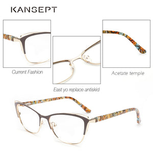 Metal Women Fashion Cat Eye Eyeglasses Frame Optical Glasses Frames Retro Eyeglasses Transparent Computer Glasses For Women