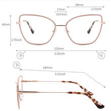 Load image into Gallery viewer, Metal Women Glasses Frame Pink Cat Eye Women Optical Eye glasses frame 2023 Brand Design