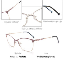 Load image into Gallery viewer, Metal Women Glasses Frames Optical Prescription Glasses Frame Clear lens Eyewear Pink Eyeglasses Frame 2023 Design