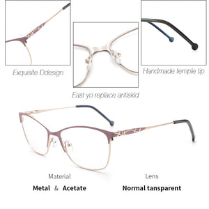 Metal Women Glasses Frames Optical Prescription Glasses Frame Clear lens Eyewear Pink Eyeglasses Frame 2023 Design
