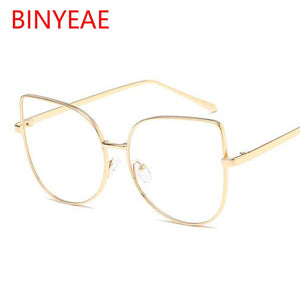 Metal cat eye Glasses transparent Gold Frame Glasses Optics Eyeglasses Clear Lens Women Men Fake Glasses Female UV400