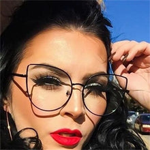 Load image into Gallery viewer, Metal cat eye Glasses transparent Gold Frame Glasses Optics Eyeglasses Clear Lens Women Men Fake Glasses Female UV400