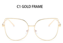 Load image into Gallery viewer, Metal cat eye Glasses transparent Gold Frame Glasses Optics Eyeglasses Clear Lens Women Men Fake Glasses Female UV400