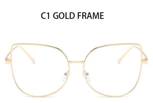 Metal cat eye Glasses transparent Gold Frame Glasses Optics Eyeglasses Clear Lens Women Men Fake Glasses Female UV400