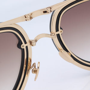 Metal frame folding sunglasses women  pilot stye sunglasses for men with gold metal embossed temples