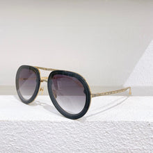 Load image into Gallery viewer, Metal frame folding sunglasses women  pilot stye sunglasses for men with gold metal embossed temples