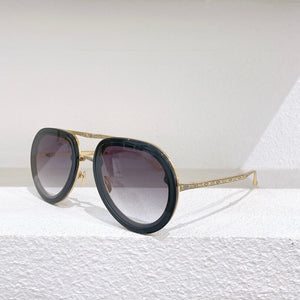 Metal frame folding sunglasses women  pilot stye sunglasses for men with gold metal embossed temples
