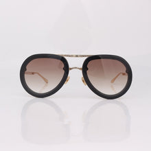 Load image into Gallery viewer, Metal frame folding sunglasses women  pilot stye sunglasses for men with gold metal embossed temples