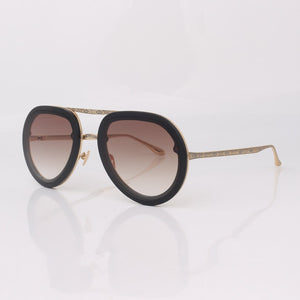 Metal frame folding sunglasses women  pilot stye sunglasses for men with gold metal embossed temples