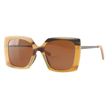 Load image into Gallery viewer, Metal temple big large butterfly translucent jelly color real Africa horn brown polarized sunglasses for women