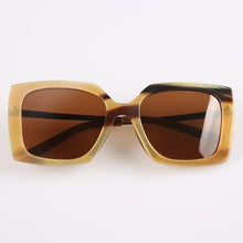 Load image into Gallery viewer, Metal temple big large butterfly translucent jelly color real Africa horn brown polarized sunglasses for women