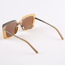 Load image into Gallery viewer, Metal temple big large butterfly translucent jelly color real Africa horn brown polarized sunglasses for women