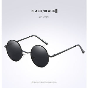 Metallic Steampunk Polarized Round Sunglasses Mens Womens John Lennon Glasses Vintage Retro Black Metal SunGlasses gafas de sol