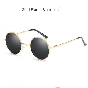 Metallic Steampunk Polarized Round Sunglasses Mens Womens John Lennon Glasses Vintage Retro Black Metal SunGlasses gafas de sol