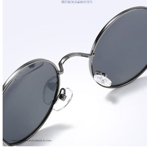 Metallic Steampunk Polarized Round Sunglasses Mens Womens John Lennon Glasses Vintage Retro Black Metal SunGlasses gafas de sol
