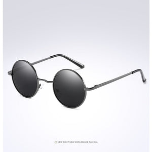 Metallic Steampunk Polarized Round Sunglasses Mens Womens John Lennon Glasses Vintage Retro Black Metal SunGlasses gafas de sol