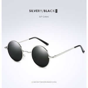 Metallic Steampunk Polarized Round Sunglasses Mens Womens John Lennon Glasses Vintage Retro Black Metal SunGlasses gafas de sol