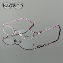 Load image into Gallery viewer, Metel Alloy  Eyeglasses Half Rim Optical Frame Prescription Women Spectacle Reading Myopia Flower Eye Glasses Purple Blue  52223