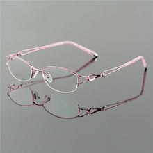 Load image into Gallery viewer, Metel Alloy  Eyeglasses Half Rim Optical Frame Prescription Women Spectacle Reading Myopia Flower Eye Glasses Purple Blue  52223