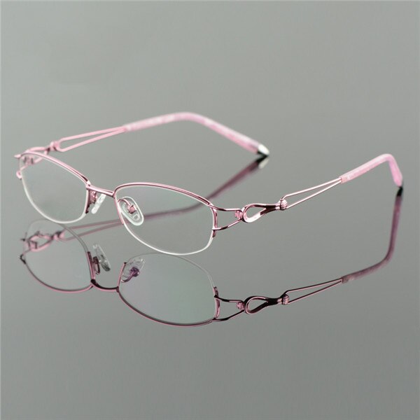 Metel Alloy  Eyeglasses Half Rim Optical Frame Prescription Women Spectacle Reading Myopia Flower Eye Glasses Purple Blue  52223
