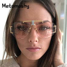 Load image into Gallery viewer, Metomoshy 2023 Oversized Sunglasses Women Rimless Big Sunglass for Woman Metal Frame Shades Female Black Grey Lens Glasses UV400