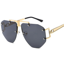 Load image into Gallery viewer, Metomoshy 2023 Oversized Sunglasses Women Rimless Big Sunglass for Woman Metal Frame Shades Female Black Grey Lens Glasses UV400