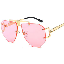 Load image into Gallery viewer, Metomoshy 2023 Oversized Sunglasses Women Rimless Big Sunglass for Woman Metal Frame Shades Female Black Grey Lens Glasses UV400