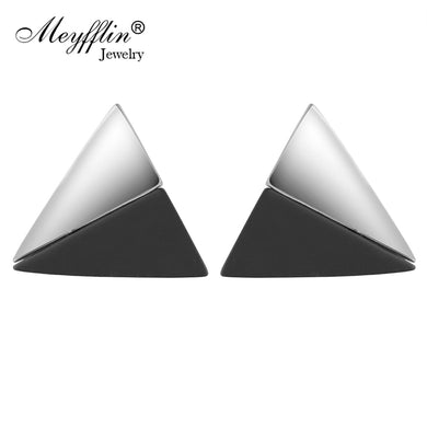 Fashion Geometric Stud Earrings for Women 2018 Black Silver Color Alloy Triangle Earring boucle d'oreille femme Gifts