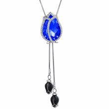 Load image into Gallery viewer, Tulip Flower Crystal Necklace for Women Fashion Silver Color Chain Long Necklaces &amp; Pendants Collier Maxi Jewelry