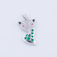Load image into Gallery viewer, Micro Pave AAA Zircon Animal Charm Link Chain Necklace Copper Metal Green Enamel Fox Pendant&amp;Necklace Handmade DIY Craft