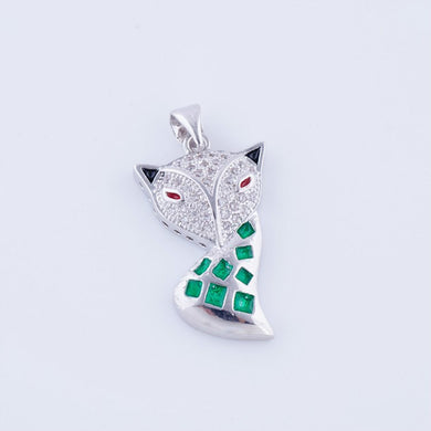 Micro Pave AAA Zircon Animal Charm Link Chain Necklace Copper Metal Green Enamel Fox Pendant&Necklace Handmade DIY Craft