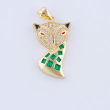 Load image into Gallery viewer, Micro Pave AAA Zircon Animal Charm Link Chain Necklace Copper Metal Green Enamel Fox Pendant&amp;Necklace Handmade DIY Craft