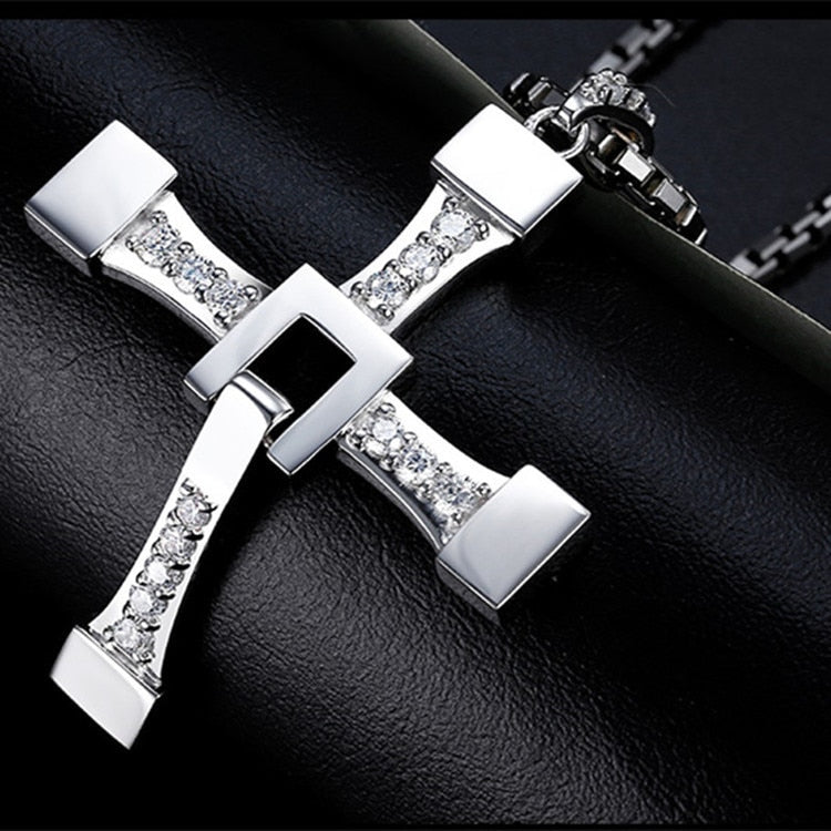 Fast and Furious 8 Cross Necklace Stainless Steel Necklace for Men Dominic Toretto Cross Pendant Necklace