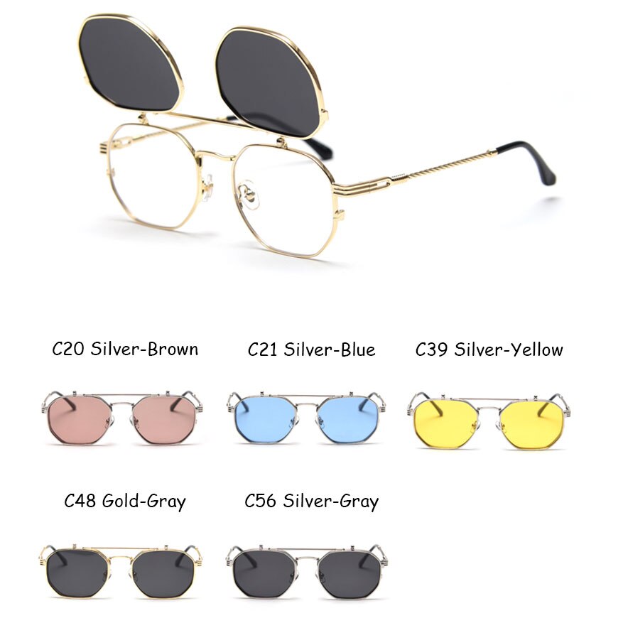 Mimiyou-gafas de sol polarizadas con forma de polígono, lentes de sol unisex, Estilo Vintage Punk, UV400