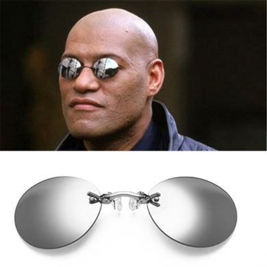 Mini Rimless Sunglasses Clip On Nose Lens Round Glasses Fashion Matrix Morpheus Frameless Vintage Men Eyeglasses UV400
