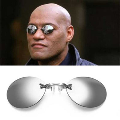 Mini Occhiali da sole senza montatura Clip-on Naso Rotondo Senza montatura Occhiali da uomo retrò Occhiali da pilota Солнцезащитные очки без оправы 