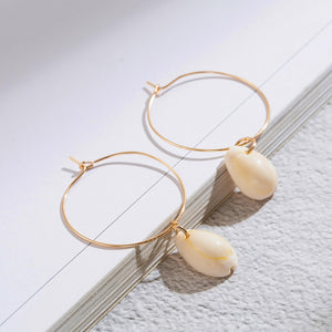 Minimalist Golden Round with Shell Dangle Drop Earrings for Women Female 2018 Ethnic Engagement Wedding Jewelry Accessories Gift
