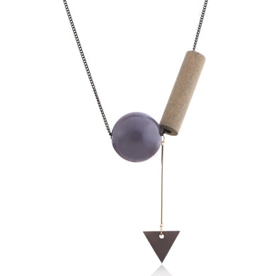 Minimalist Necklaces Pendants for Women Wooden Geometric Triangular Necklace with Beads New Arrival Jewelry for Gifts MX041