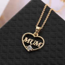 Load image into Gallery viewer, Minimalist Simple Fashion Hollow Heart Shaped Mum Pendant Necklace Jewelry Gold Silver Mother Birthd Gift