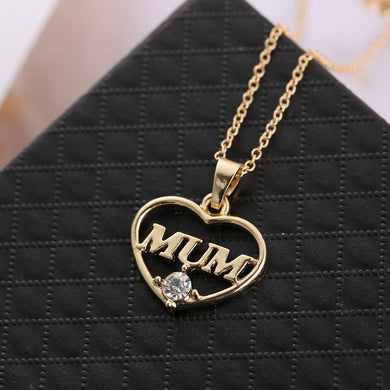 Minimalist Simple Fashion Hollow Heart Shaped Mum Pendant Necklace Jewelry Gold Silver Mother Birthd Gift