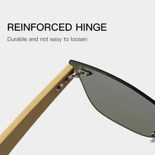 Load image into Gallery viewer, Mirror Lens Square Sunglasses Men Wooden Legs Sunglasses One Piece Driving Glasses Wood Bamboo Arms Oculos De Sol Masculino