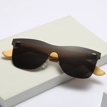 Load image into Gallery viewer, Mirror Lens Square Sunglasses Men Wooden Legs Sunglasses One Piece Driving Glasses Wood Bamboo Arms Oculos De Sol Masculino