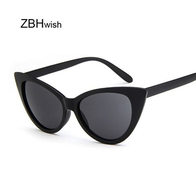 Mirrored Cat Eye Sunglasses Women Vintage Brand Designer Plastic Sun Glasses Female Retro Black Frame Eyewear Shades Ladies