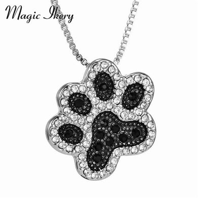 Cute Foot Pendant Necklace Full Crystal Rhinestones Pet Memorial Jewelry Dog Cat Animal Foot For Women YH-N156
